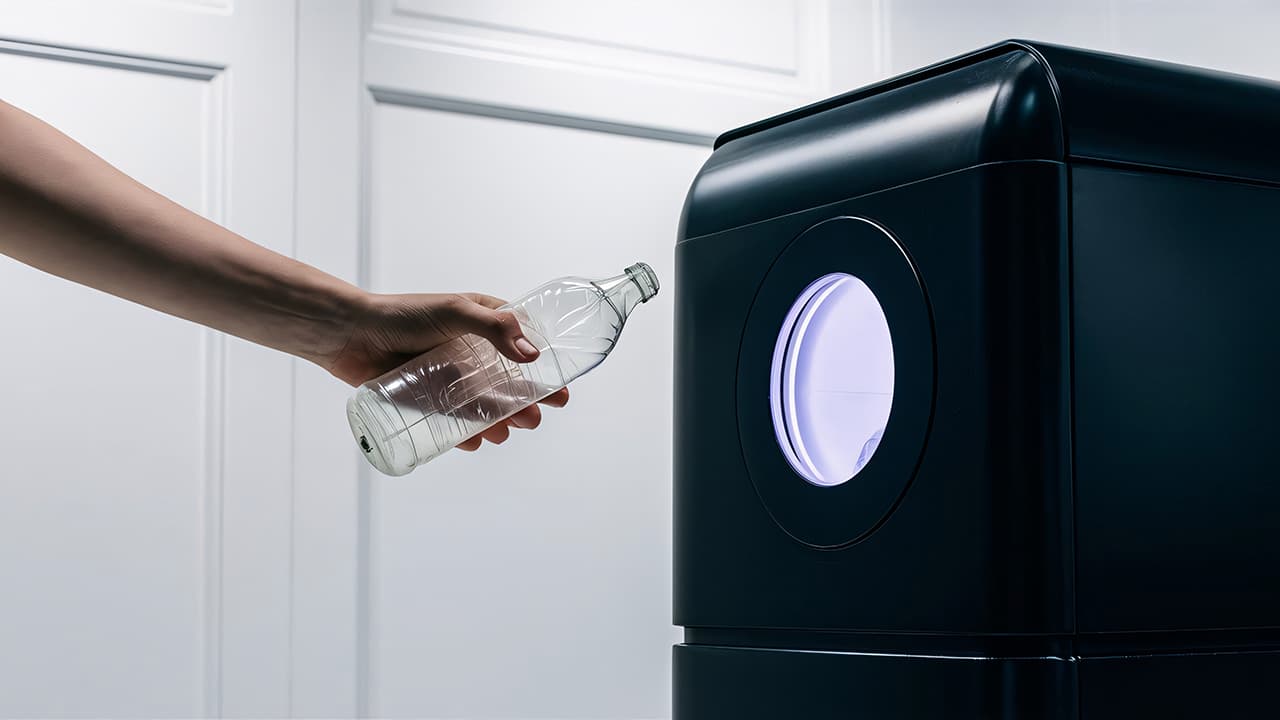 Reusable PET bottles in a deposit return system, supporting PPWR compliance and sustainable beverage packaging.